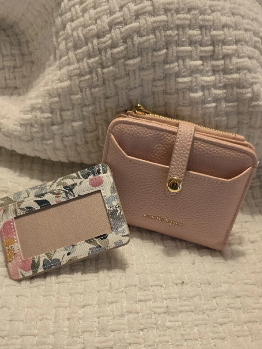 Nanette Lepore Blush Pink Pebbled Leather Zip Wallet